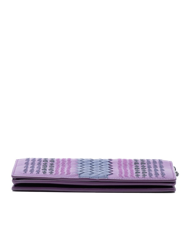 Pre-Loved by Azura Reborn - Pre-Loved Nappa Intrecciato Embroidered Continental Wallet on Chain
