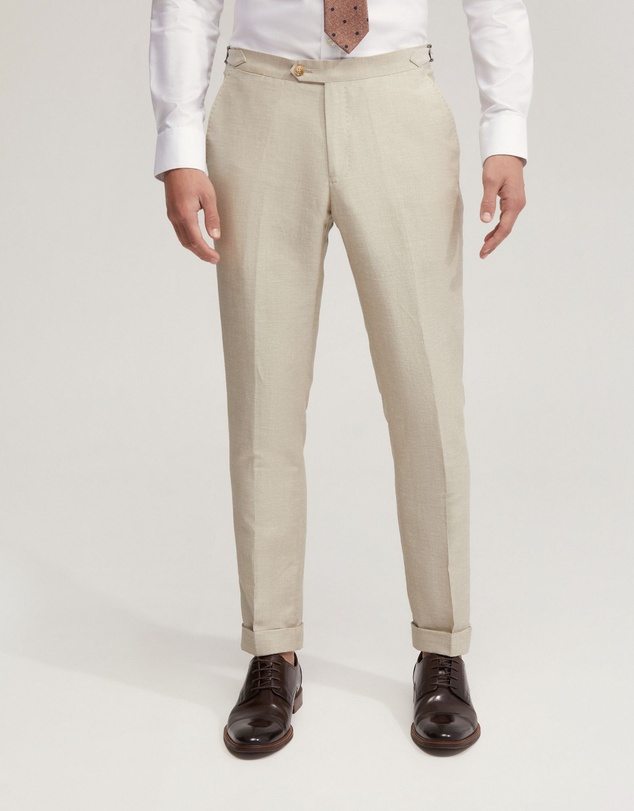 Oxford - Byron Wool Linen Cuffed Suit Trousers