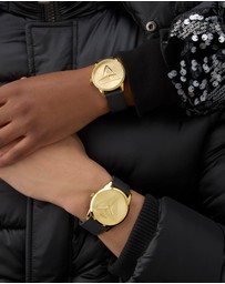 GUESS - Guess Clark Mens Black Gold Tone Multi-function Watch