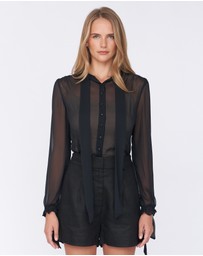 Amelius - Brianna Sheer Tie Neck Shirt