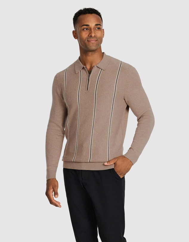 Tarocash - Cedar Stripe Zip Knit