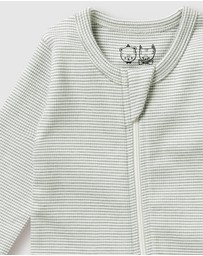 Wilson & Frenchy - Organic Stripe Rib Zipsuit with Feet - Babies