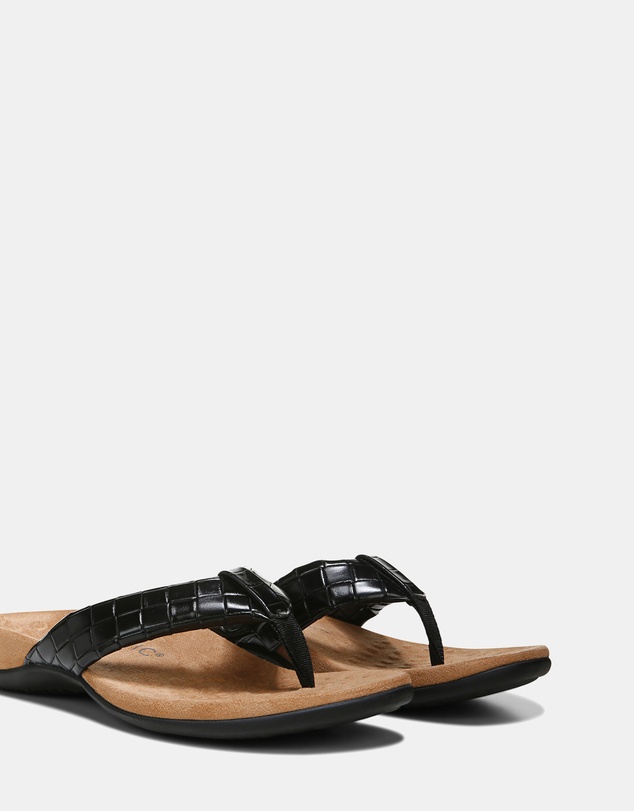 Vionic - Layne Toe Post Sandal - Black Woven