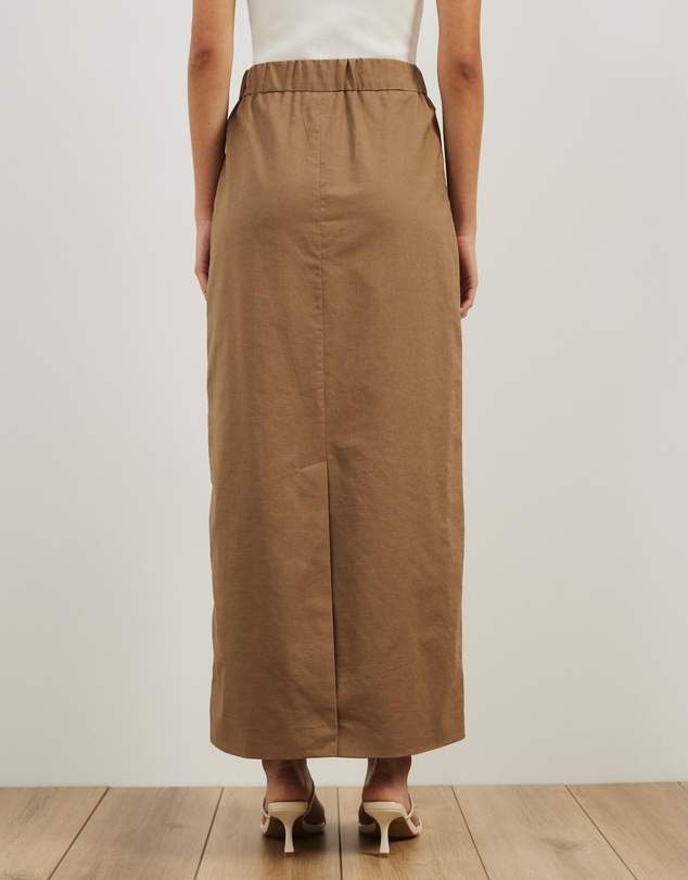 Atmos&Here - Neeve Linen Blend Welt Pocket Midi Skirt