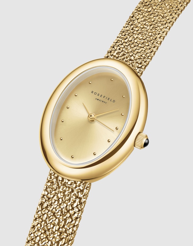 Rosefield - Ovale Gold-Tone Mesh Bracelet Watch
