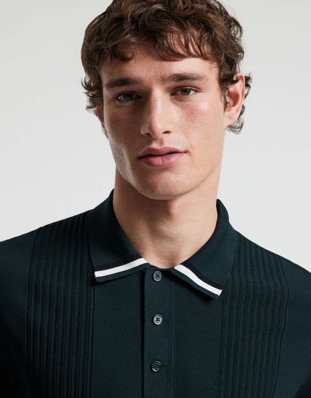 Calibre - Tech Stripe Collar Polo Bottle Green