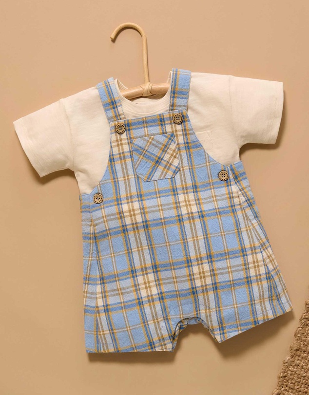 Purebaby - Check Overall -Kids-Babies