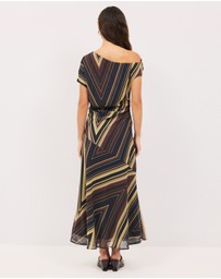 Calli - Lola Asymmetrical Draped Midi Dress