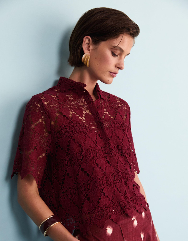 Sportscraft - Ariana Lace Cropped Shirt