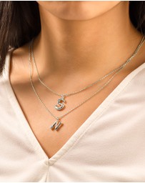 Wanderlust + Co - Alphabet Bubble Silver Necklace - Letter N