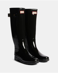 Hunter - Refined Gold Trim Tall Gloss Boots - Women's
