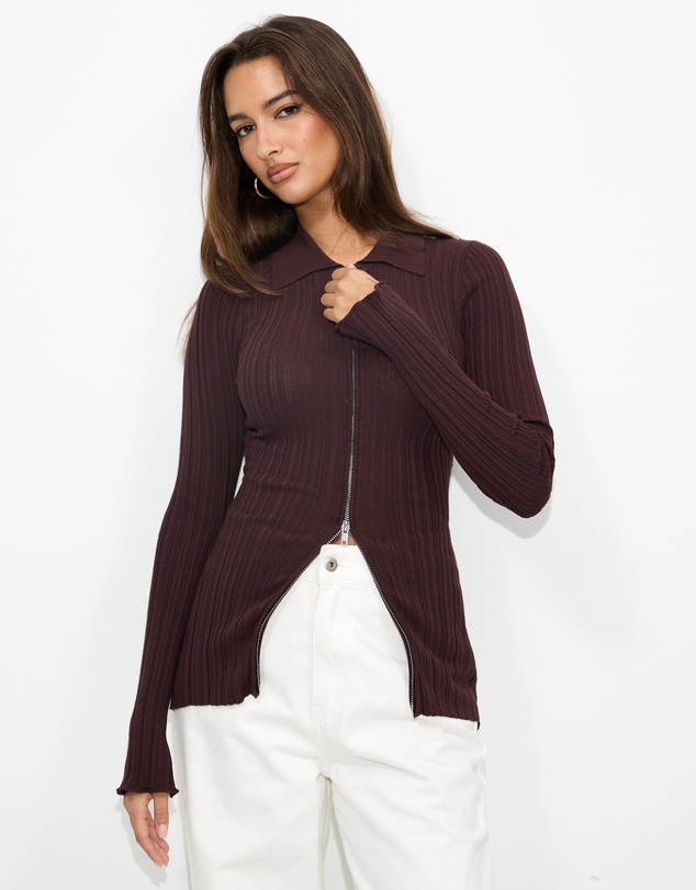 Dazie - Maisie Zip Through Cardigan