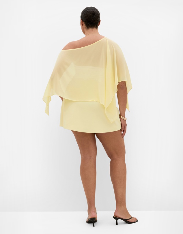 City Chic - Plus size Sheer Chiffon Poncho - lemon sorbet