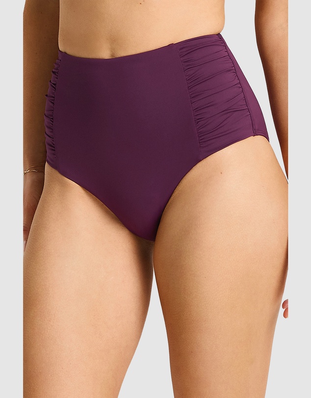 Sea Level - Essentials Edit High Waist Gathered Side Pant Claret