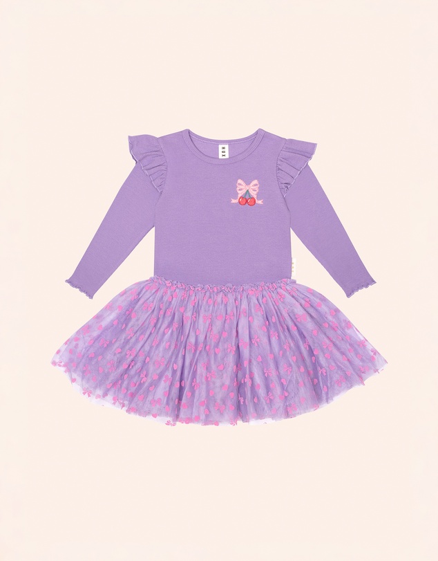 Huxbaby - Cherry Embroidered Tulle Dress - ICONIC EXCLUSIVE - Babies-Kids