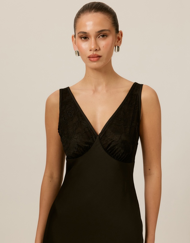 Tussah - Elise Lace Bodice Satin Maxi Dress