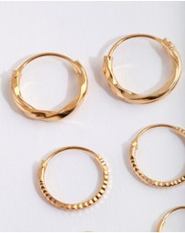 Lovisa - Gold Plated Sterling Silver Graduating Textured Hoop Earring Pack