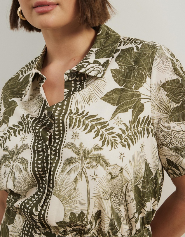 Atmos&Here Curvy - Remi Linen Blend Mini Shirt Dress