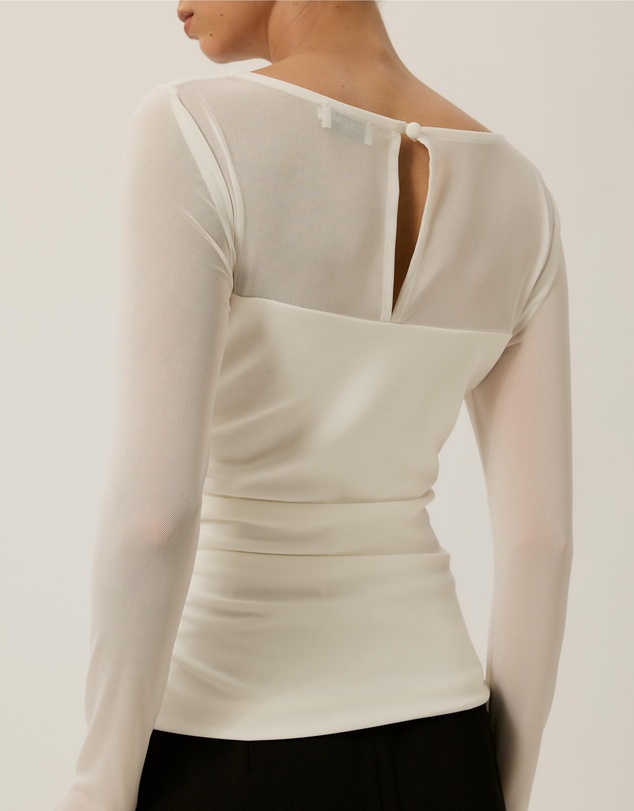 Tussah - Amelia Sheer Panel Gathered Long Sleeve Top