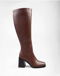 RAID - Sterling high block heeled knee boots in Brown
