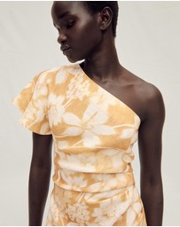 M.N.G - Parisi Asymmetrical Floral Linen Dress