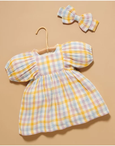 Purebaby - Gathered Dress -Kids-Babies