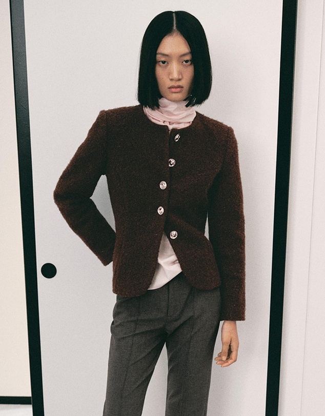 M.N.G - Bouclé Jacket With Jewel Buttons