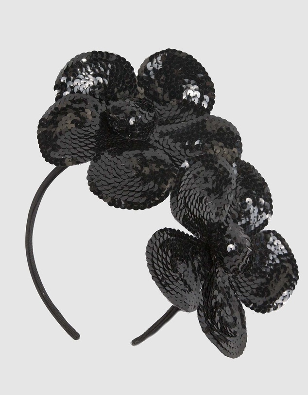 Max Alexander - Shiny Black Flower Fascinator