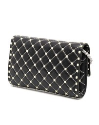 Pre-Loved by Azura Reborn - Pre-Loved Quilted Lambskin Free Rockstud Spike Wallet On Chain