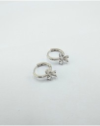 Izoa - Silver Bow Huggie Earrings