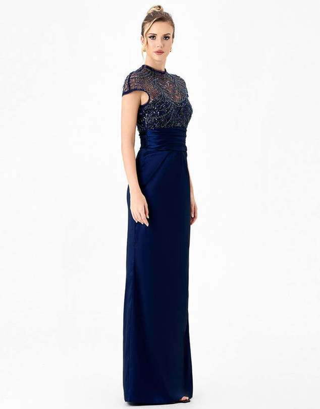 Bariano - Veena Sheer Illusion Gown