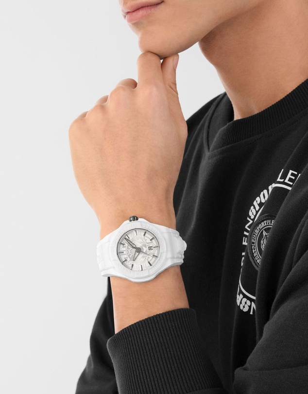 Plein Sport - Plein Fearless 46mm White Dial and White Silicone strap