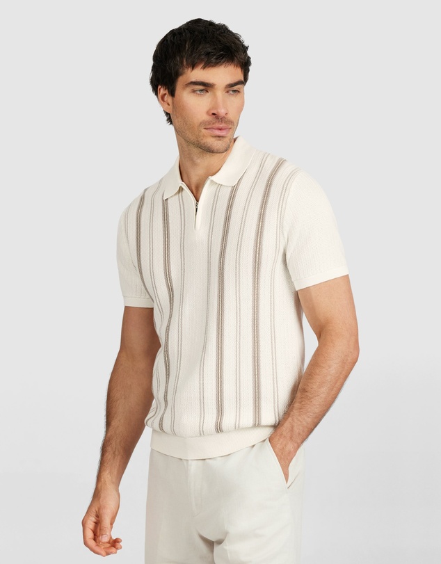 Tarocash - Rune Stripe Zip Knit Polo