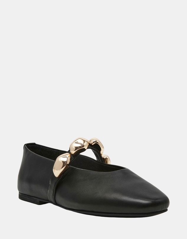 Steve Madden - Poppin Black Leather Flats
