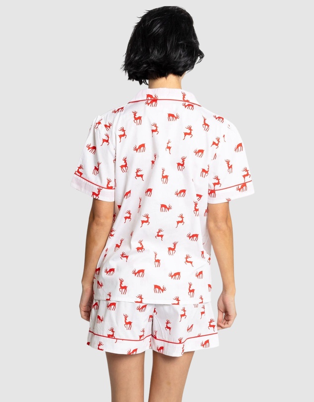 Sant And Abel - Women's Reindeer Red Short PJ Set