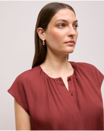 Trenery - Modal Cap Sleeve Blouse in Deep Red