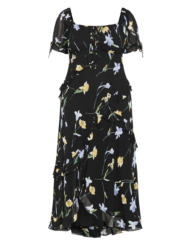 City Chic - Plus size Shayla Petal Print Maxi Dress - black