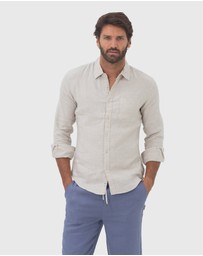 Coast Clothing - Long Sleeve Linen Shirt in Natural Sand