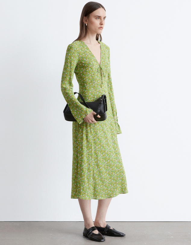 & Other Stories - Floral V-Neck Midi Dress