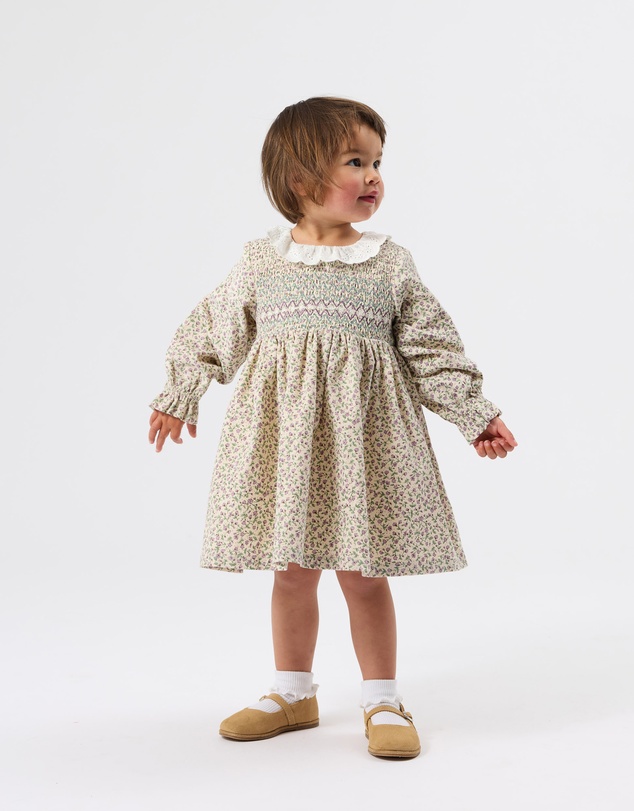 Goldie + Ace - Daphne Long Sleeve Corduroy Smocked Dress - ICONIC EXCLUSIVE - Babies-Kids