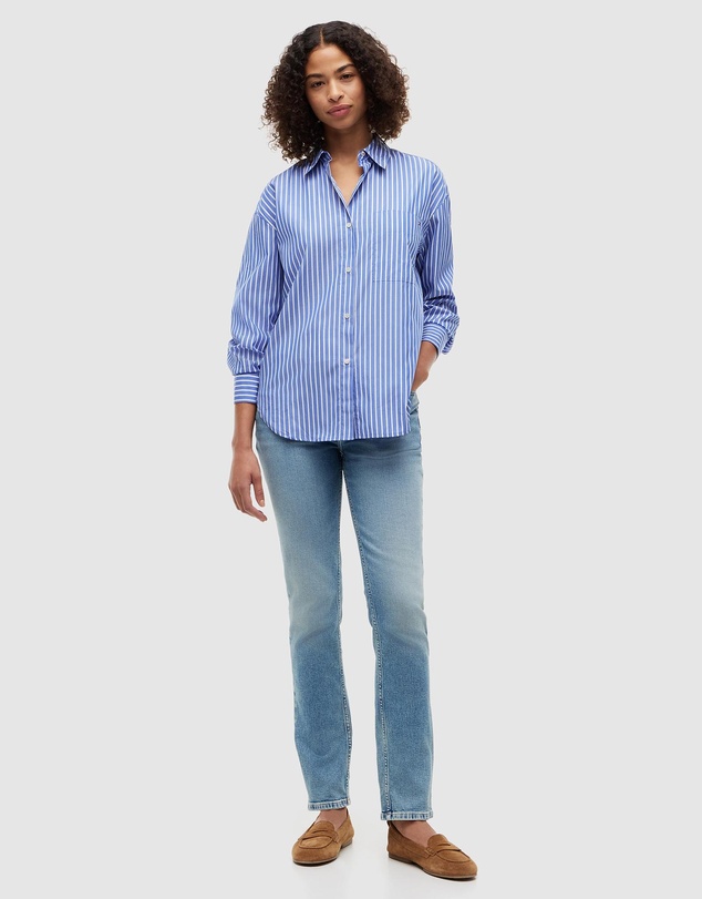 Tommy Hilfiger - Modern Poplin Blue Stripe Long Sleeve Shirt