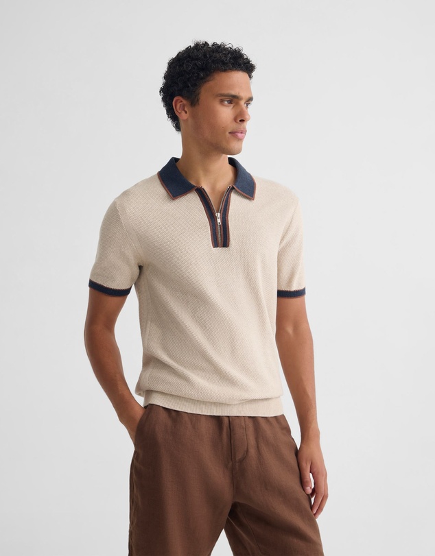 Oxford - Holden Zip Neck Knitted Polo