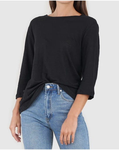 Amelius - Bronte Linen Three Quarter Jersey Top