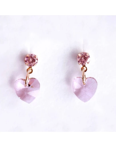 Lauren Hinkley - Blush Pink Jewel Heart Earrings