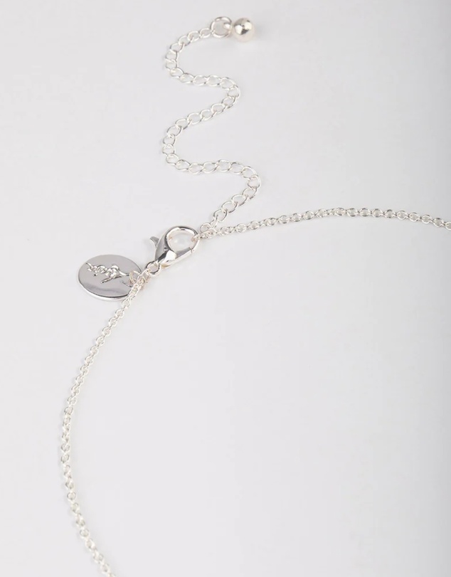 Lovisa - Silver Plated Cubic Zirconia Freshwater Pearl Pendant Necklace