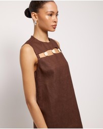 AERE - Haven Linen Beaded Mini Dress