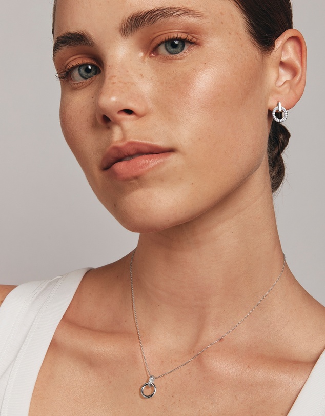 Michael Hill - Door Knocker Stud Earrings with Cubic Zirconia in Sterling Silver