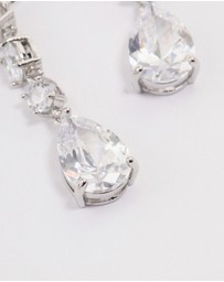 Lovisa - Silver Graduating Stone Pear Drop Earrings
