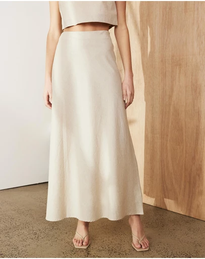 Atmos&Here - Celina Linen Blend Midi Skirt