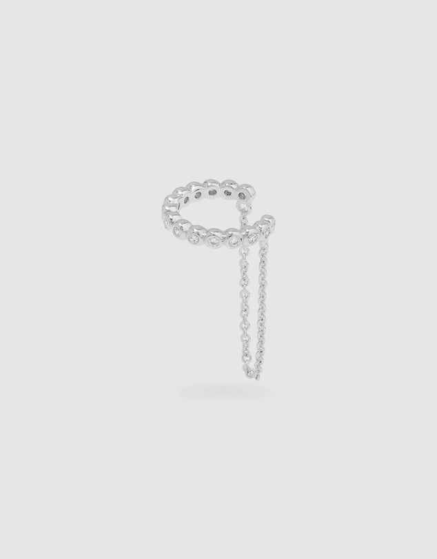 Wanderlust + Co - Pave Drop Chain Silver Ear Cuff